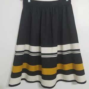 Zara Navy Blue A-Line Midi Skirt